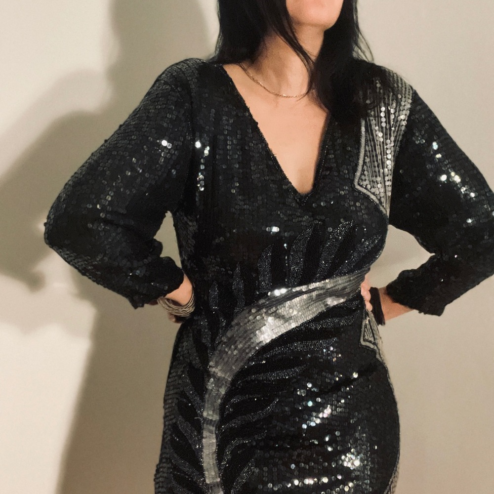 Vintage Black Sequin Tunic Dress